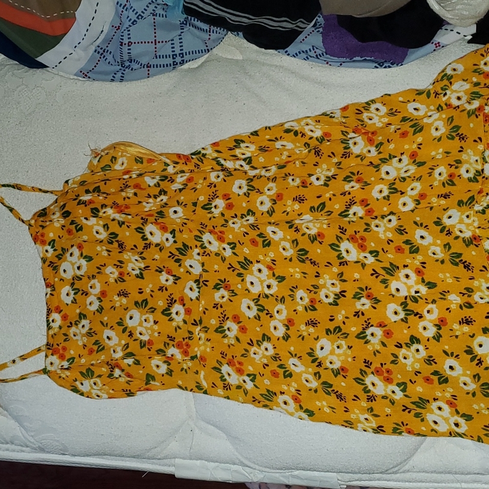 Spring yellow flowered dress